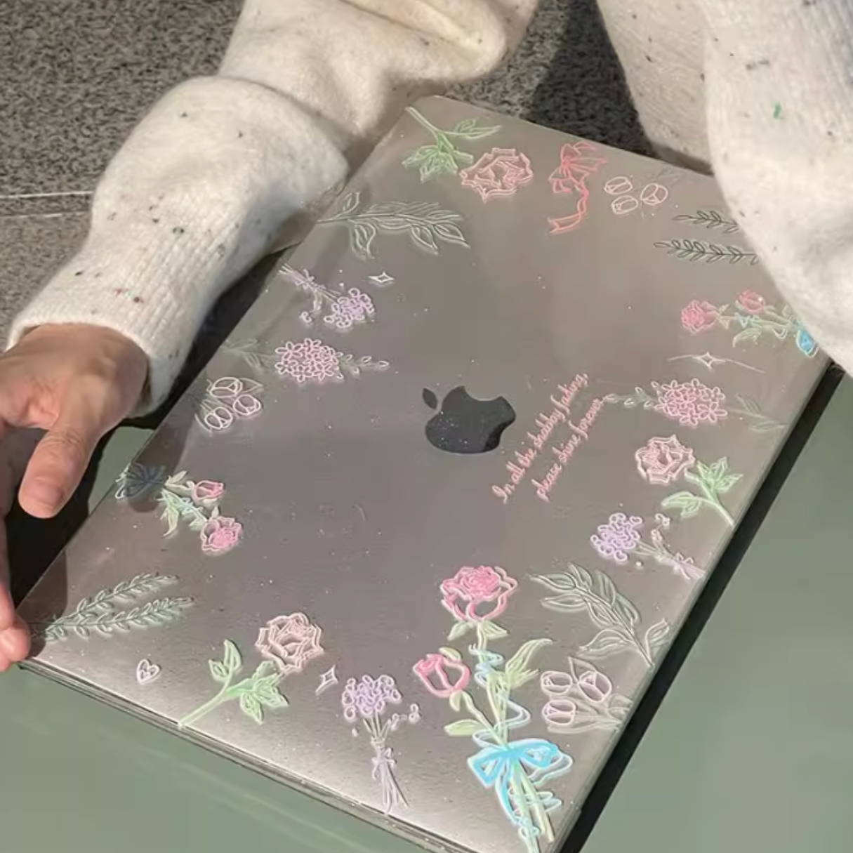 clear rose mac book case
