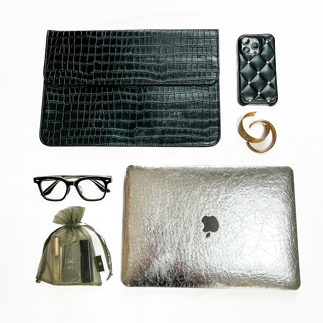 即納】Silver Texture MacBook Case