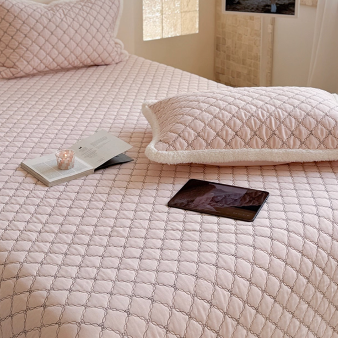 cream edge quilt & pillow sheets set (3color)