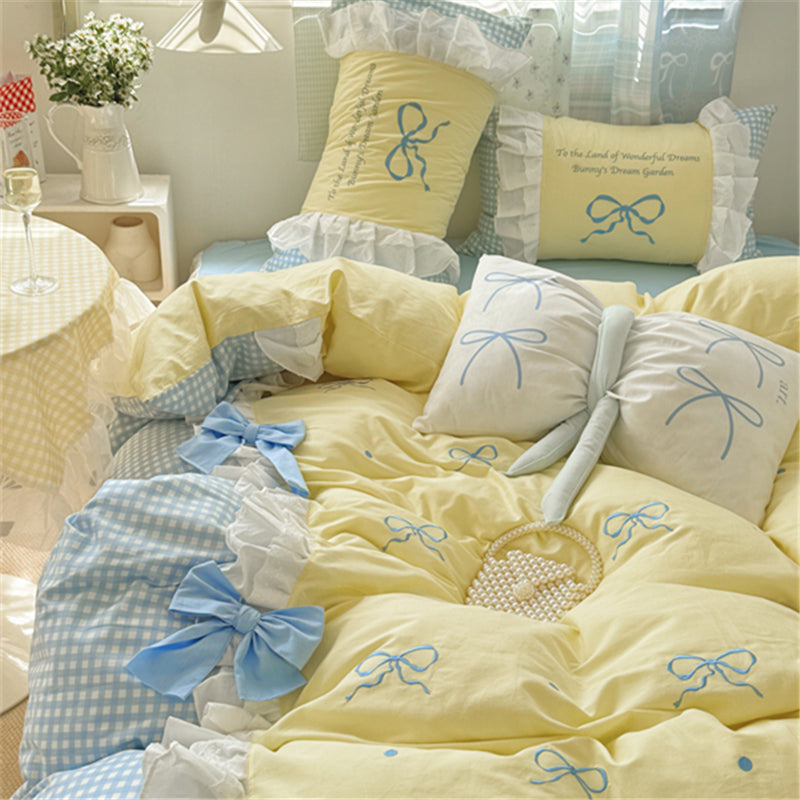 4color frill ribbon bedlinen set