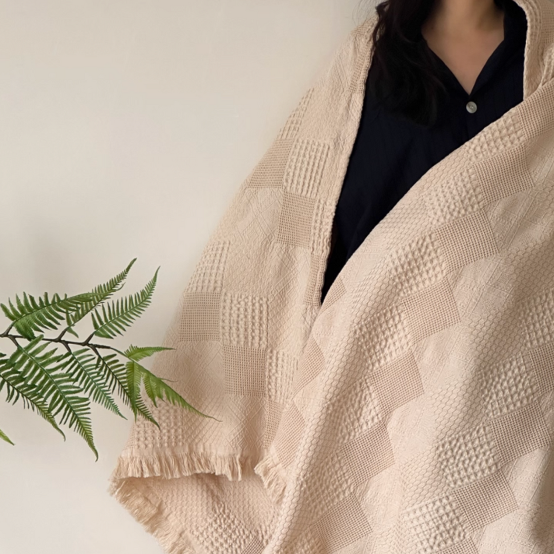soft waffle tassel blanket (4colors)