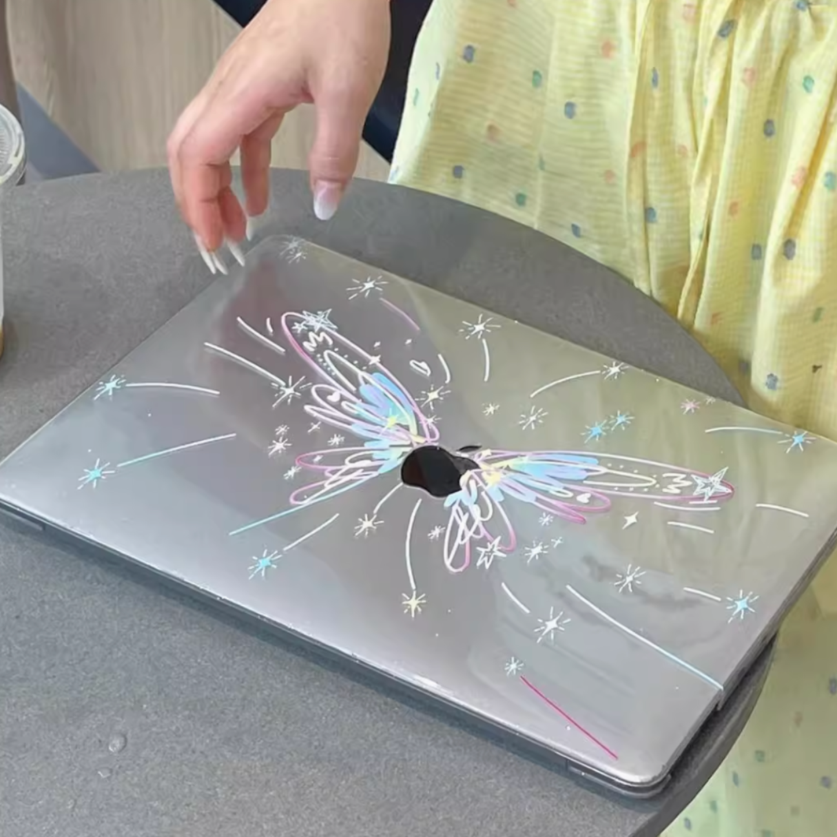clear rainbow butterfly mac book case