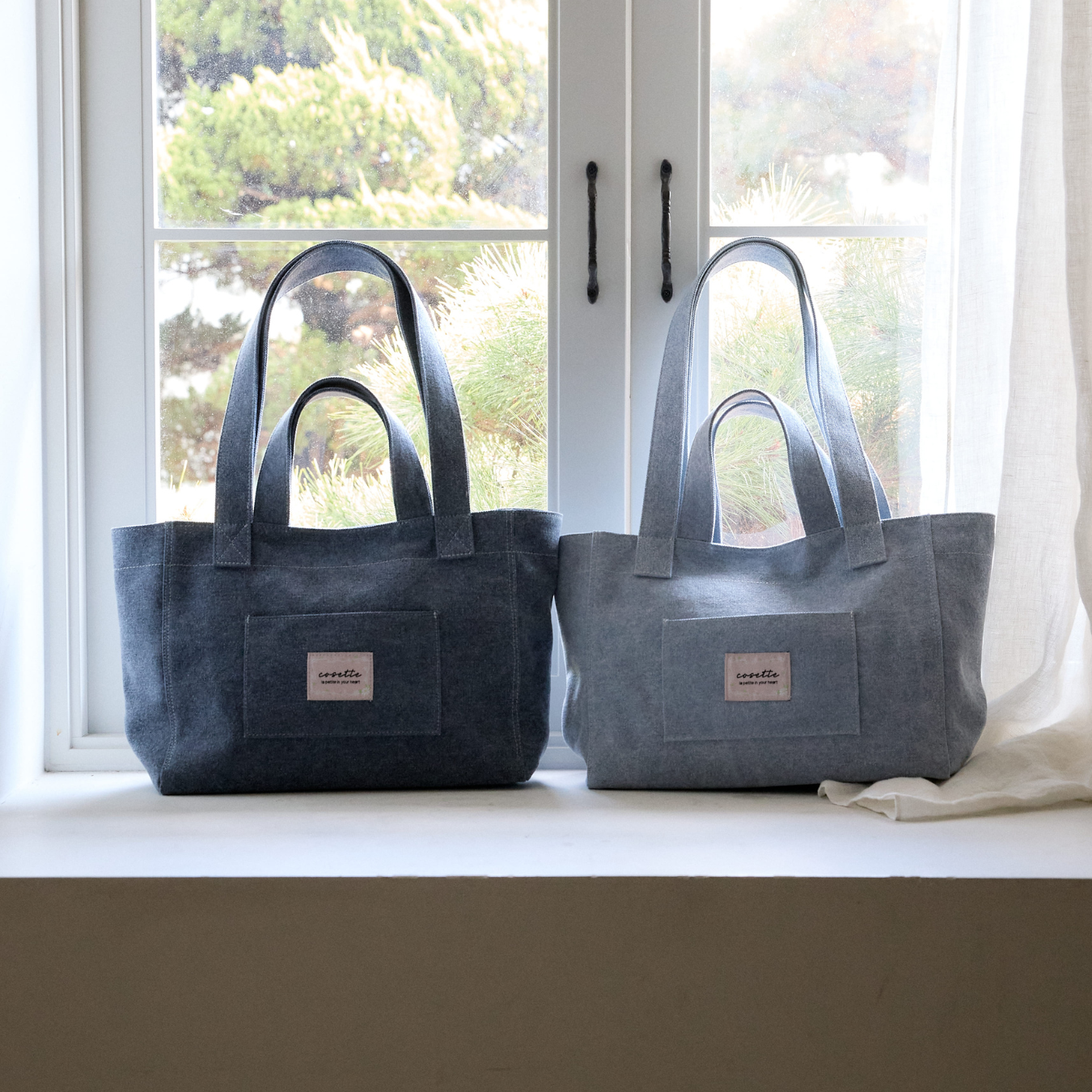 【cosette】basic canvas bag (sky blue / blue / brown)