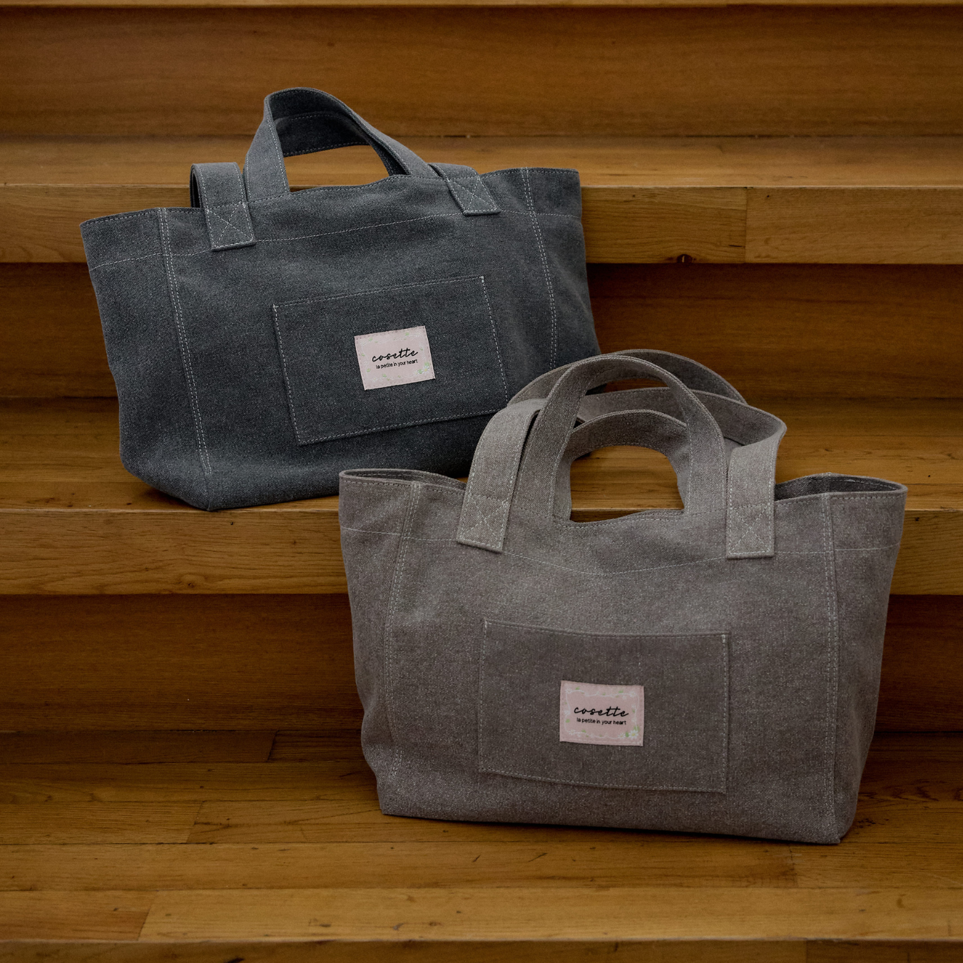 【cosette】basic canvas bag (sky blue / blue / brown)