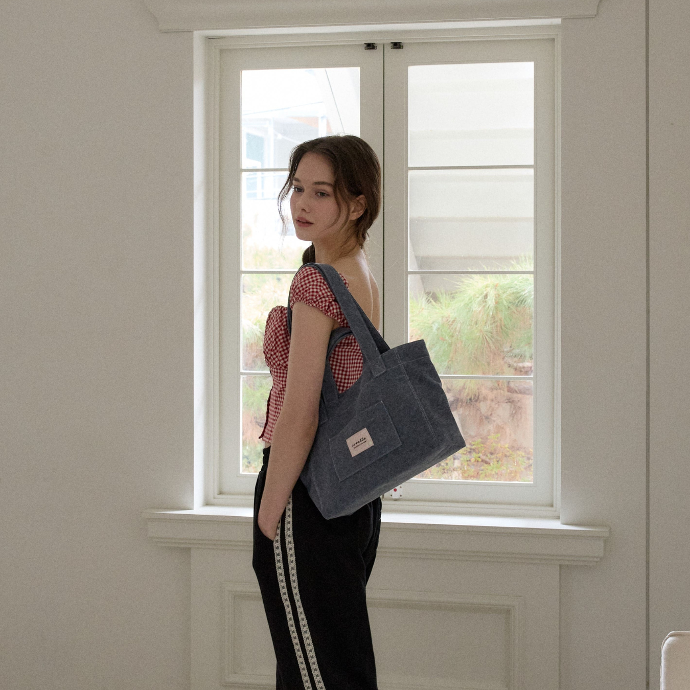 【cosette】basic canvas bag (sky blue / blue / brown)