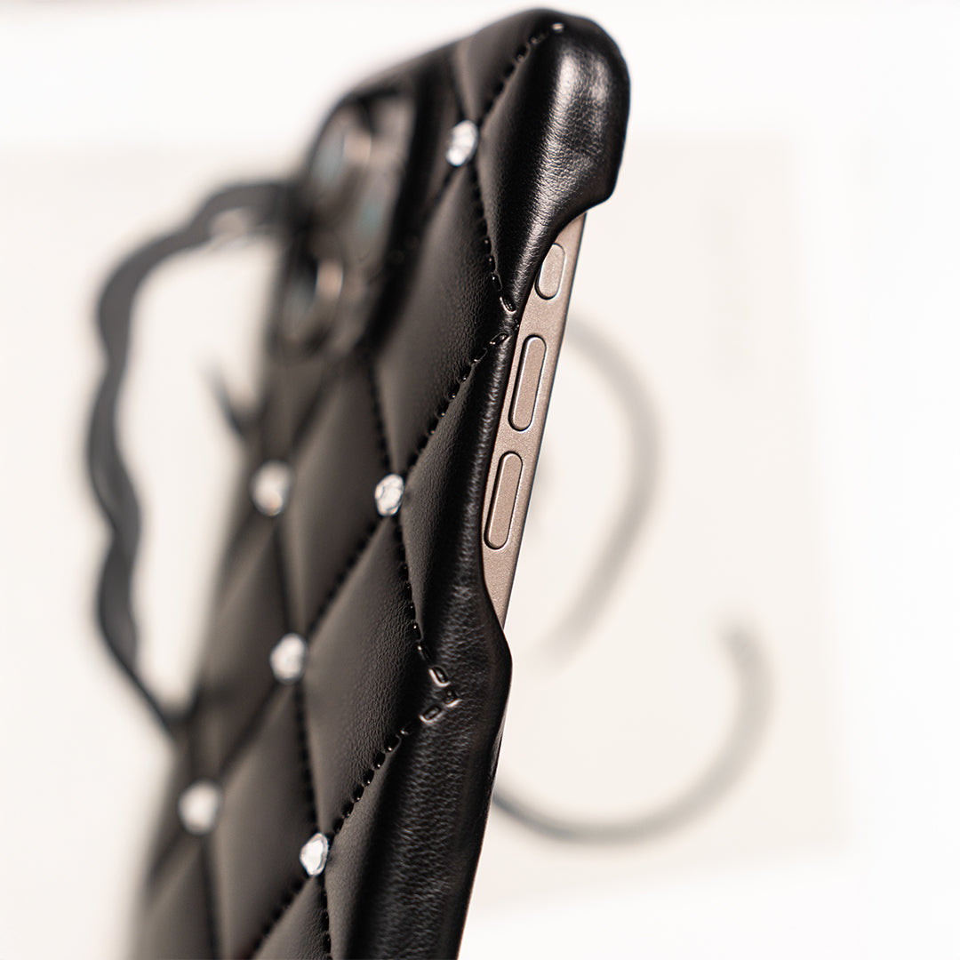 Luxe quilting Crystal stone iPhone case