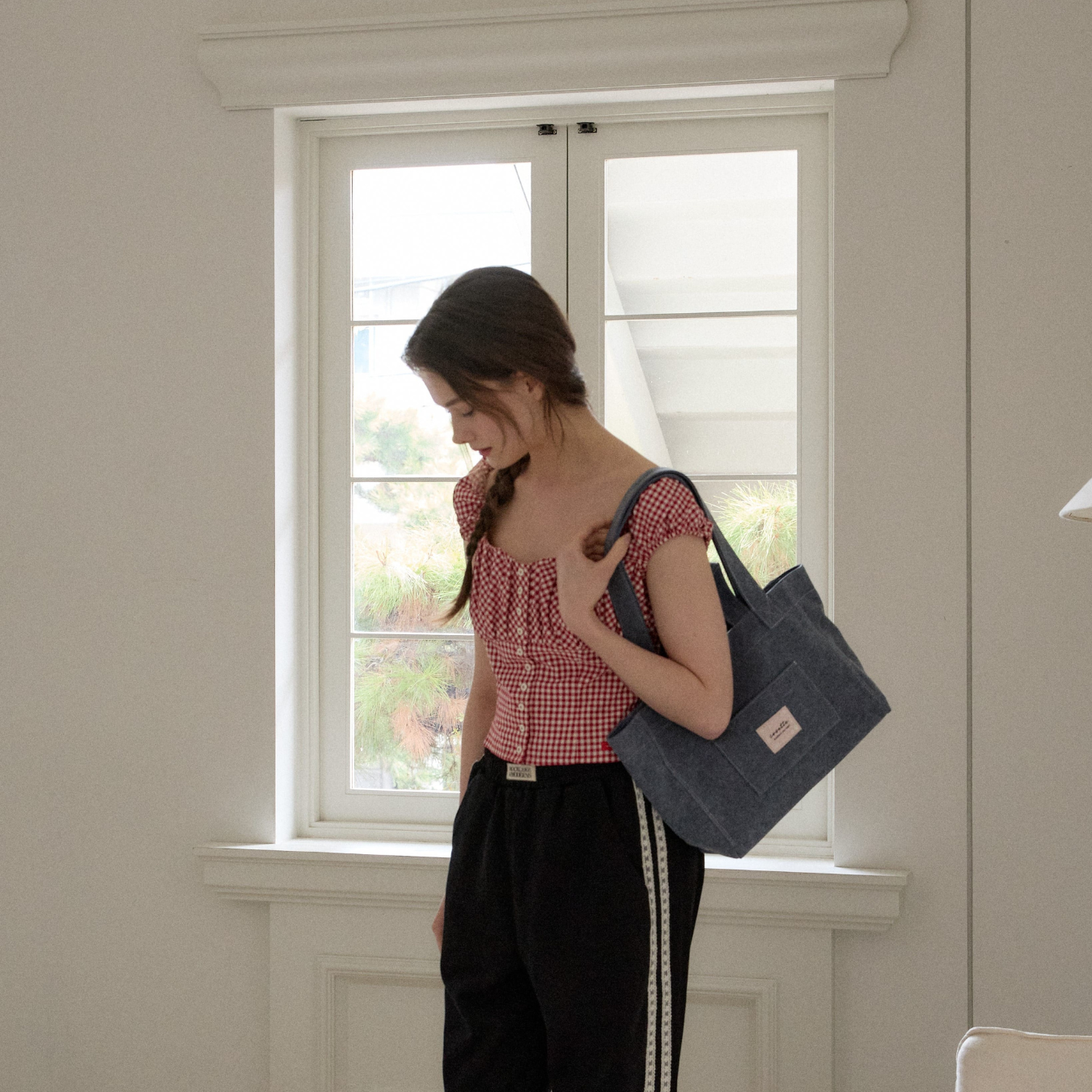 【cosette】basic canvas bag (sky blue / blue / brown)