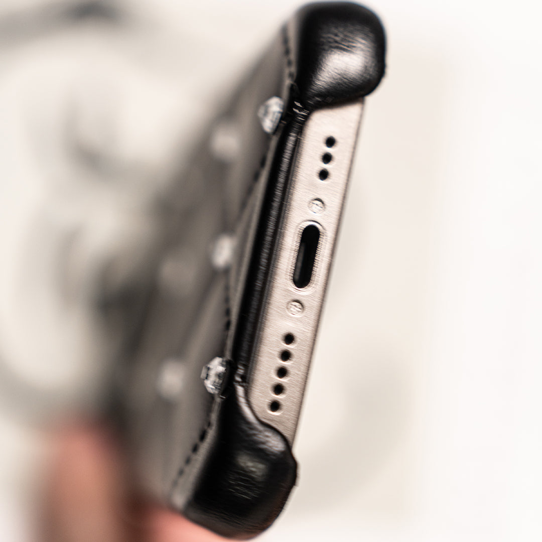 Luxe quilting Crystal stone iPhone case