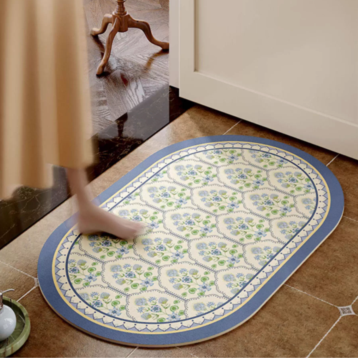 french country flower bath mat (2color)