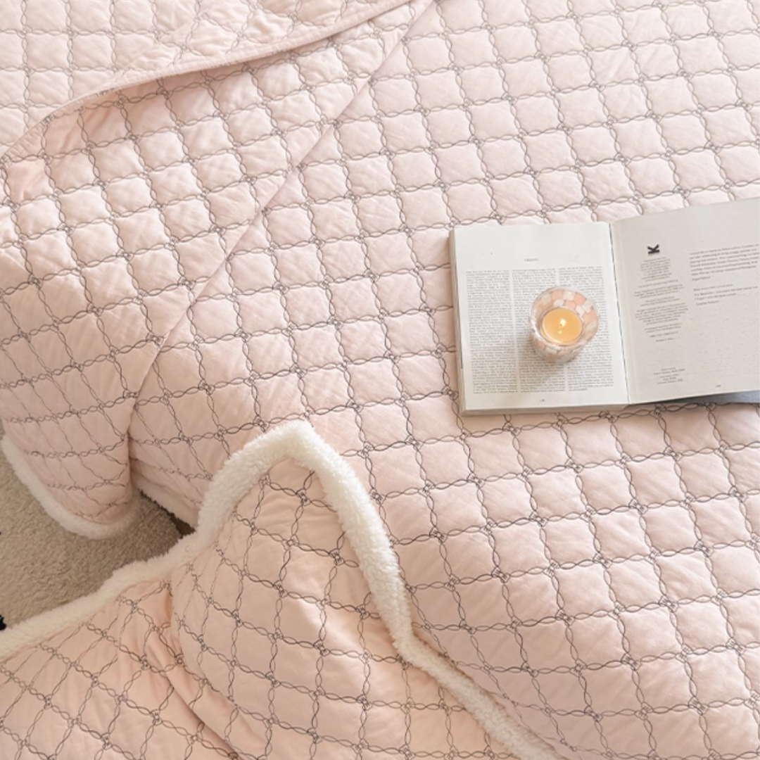 cream edge quilt & pillow sheets set (3color)