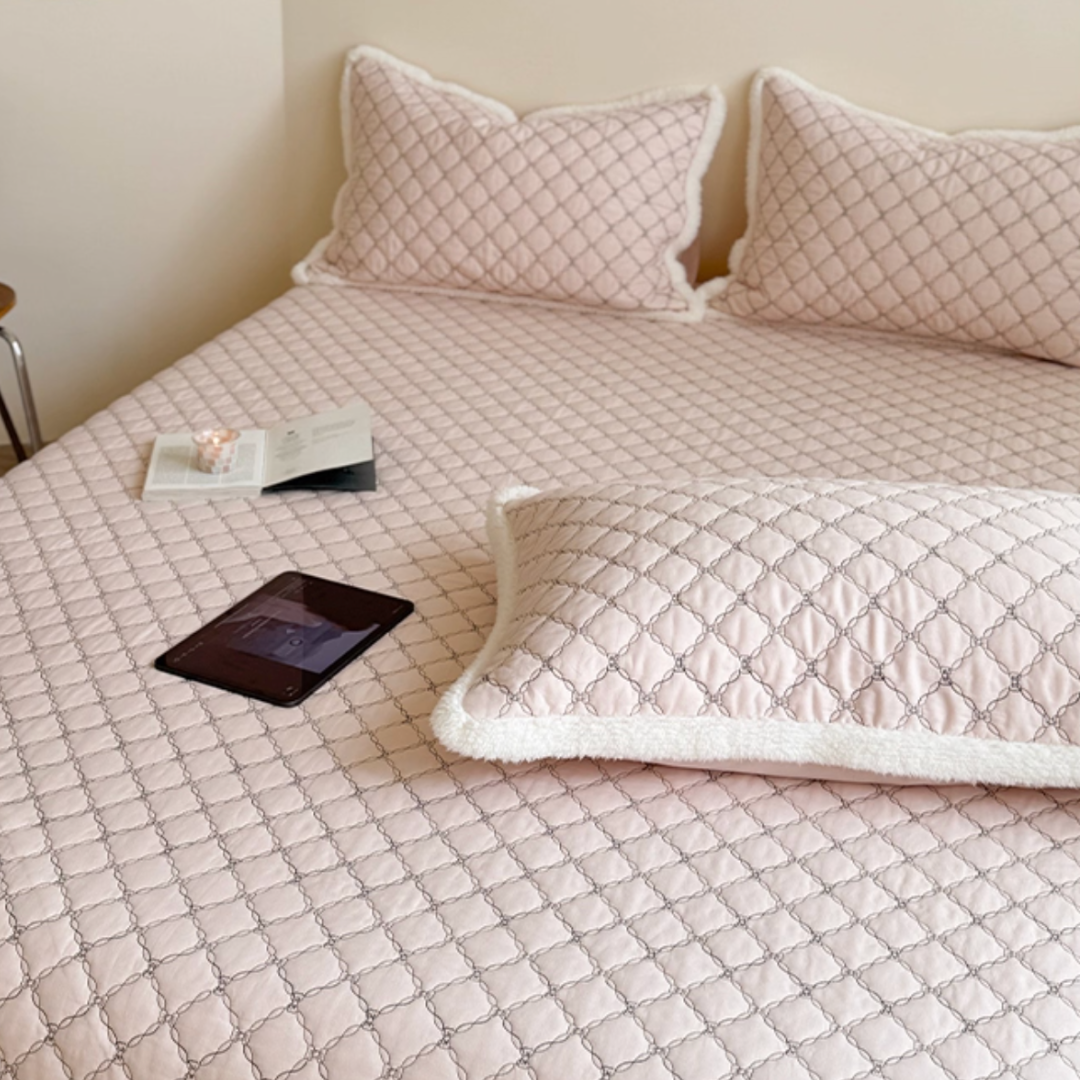 cream edge quilt & pillow sheets set (3color)