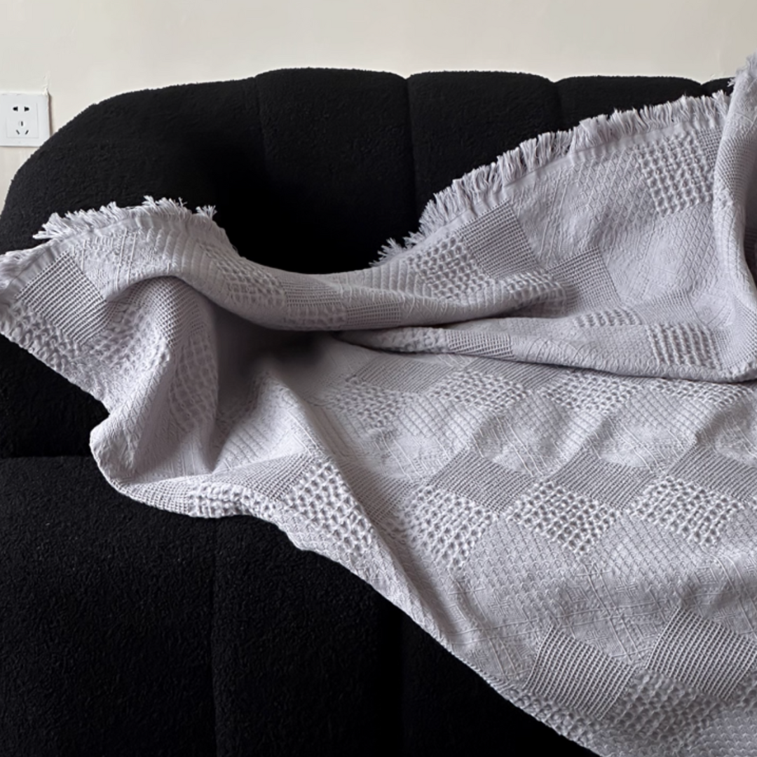 soft waffle tassel blanket (4colors)
