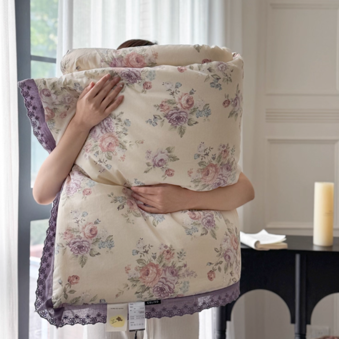 lavender floral quilt & pillow sheets set