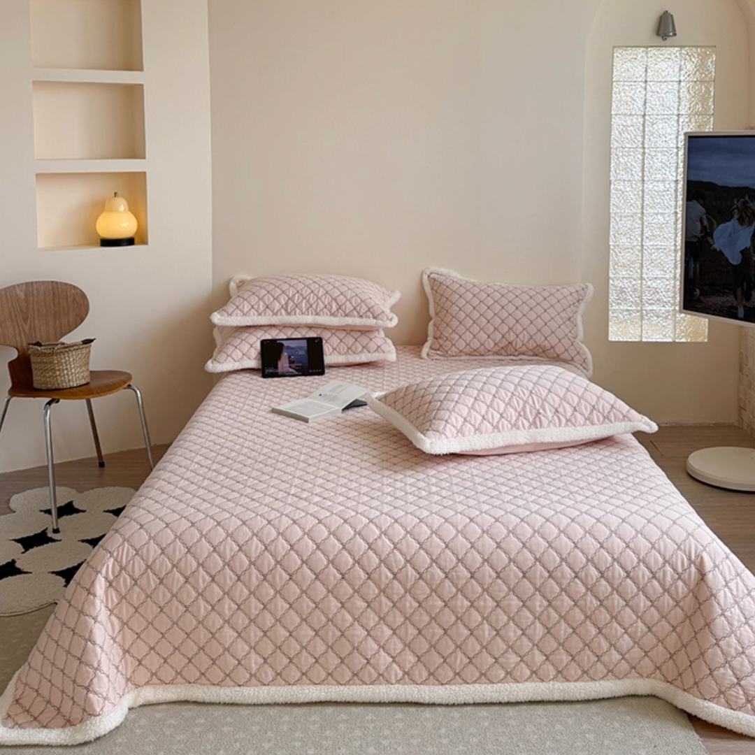 cream edge quilt & pillow sheets set (3color)
