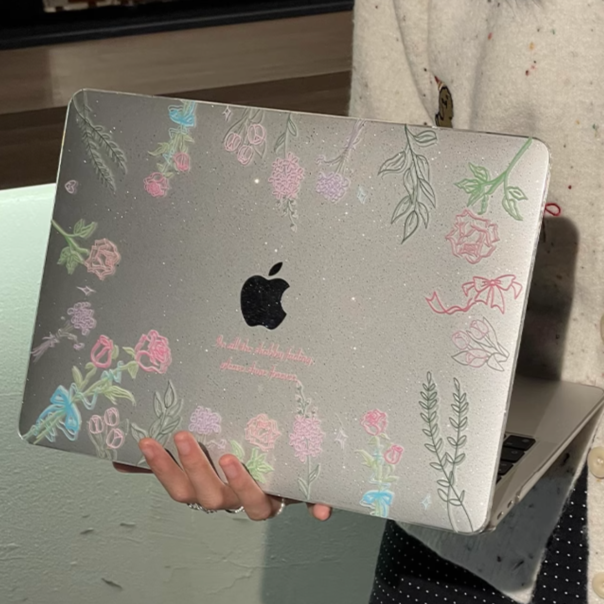 clear rose mac book case