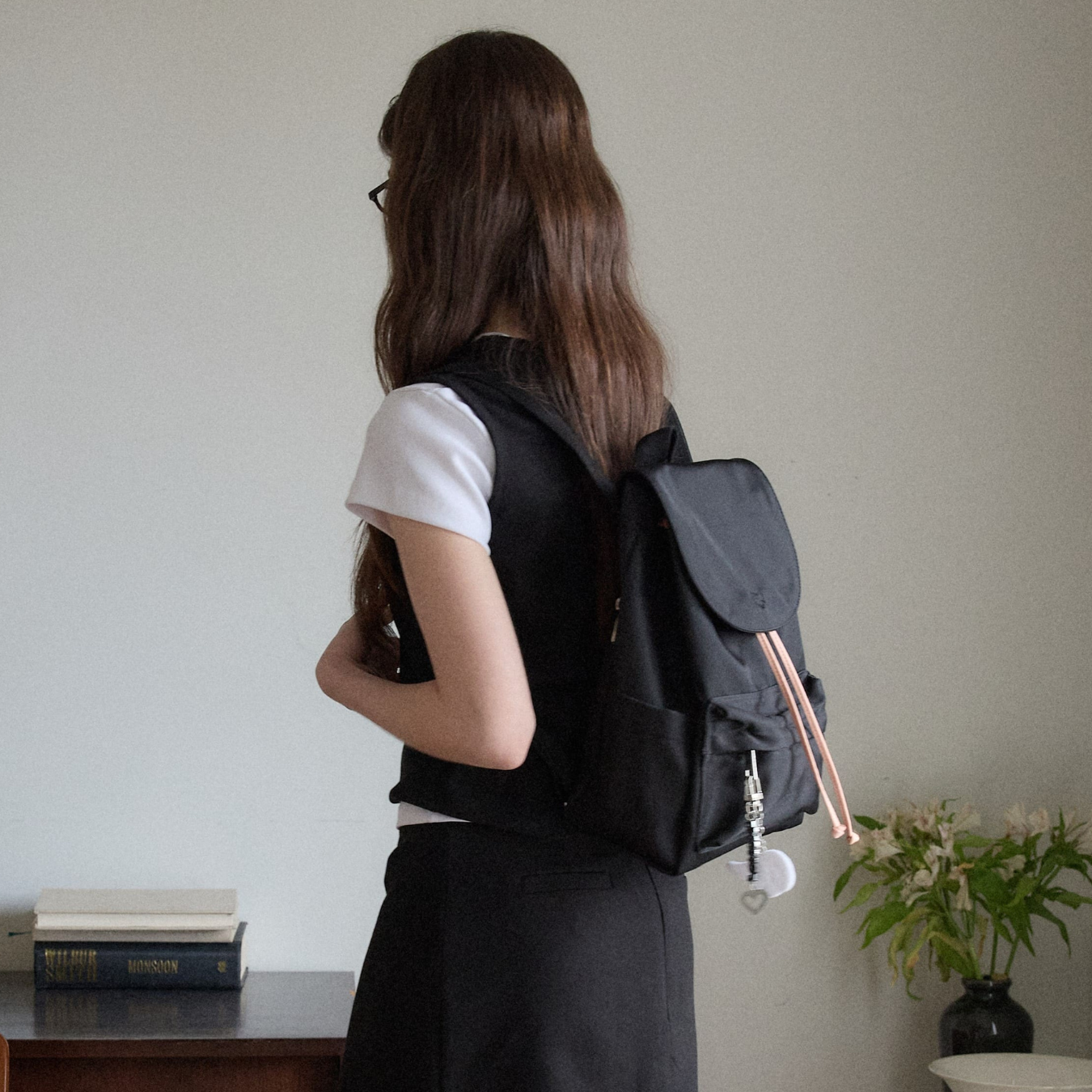 【cosette】nylon backpack (black string / pink string)