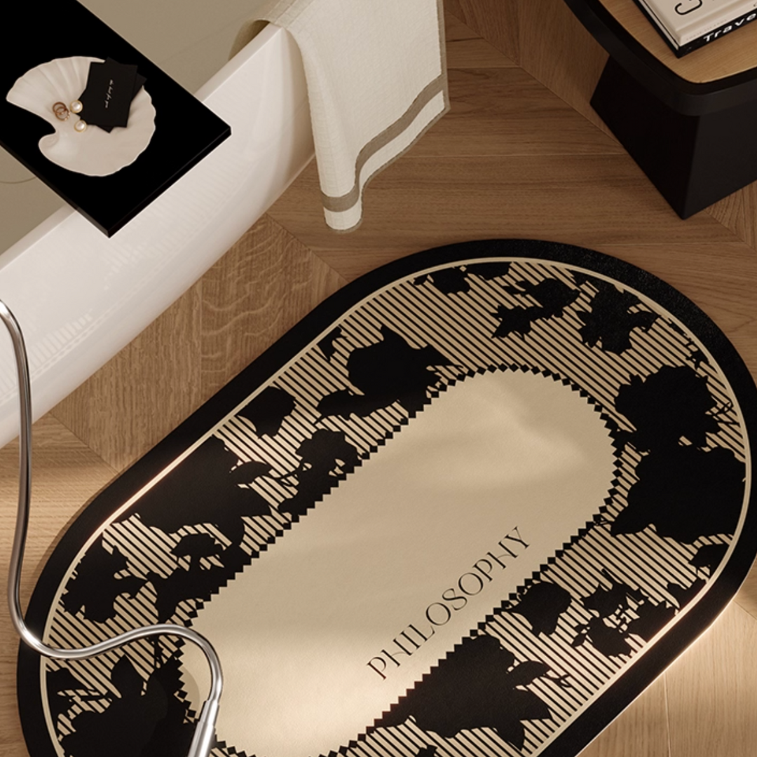monotone flower bath mat (2design)