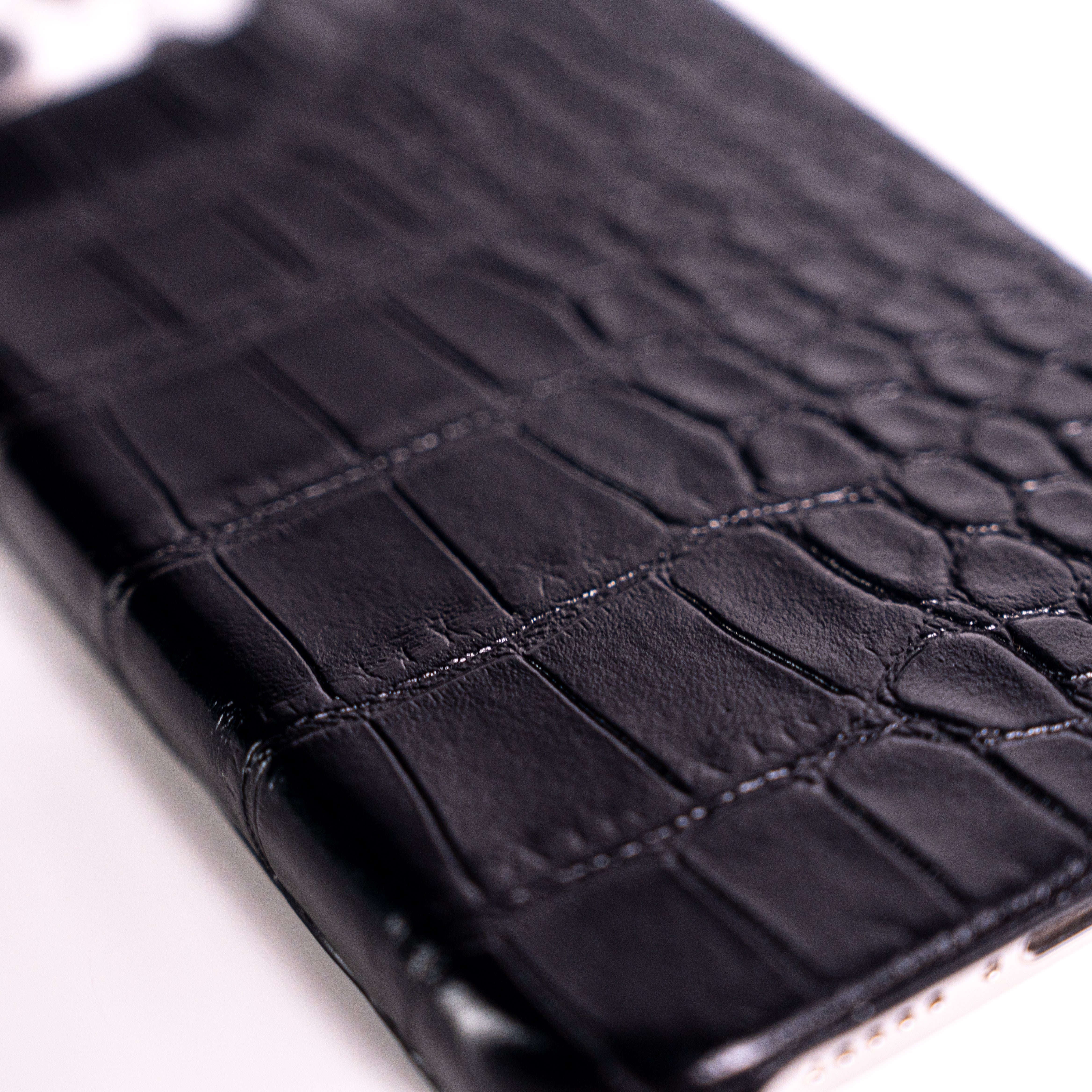 Black Elegant Croc Embossed iphone Case