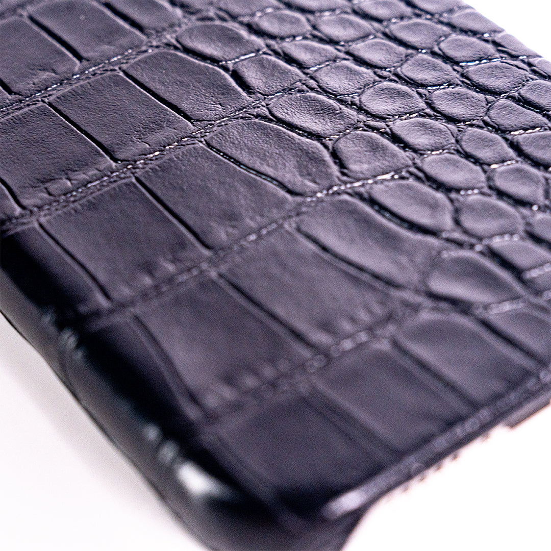 Black Elegant Croc Embossed iphone Case