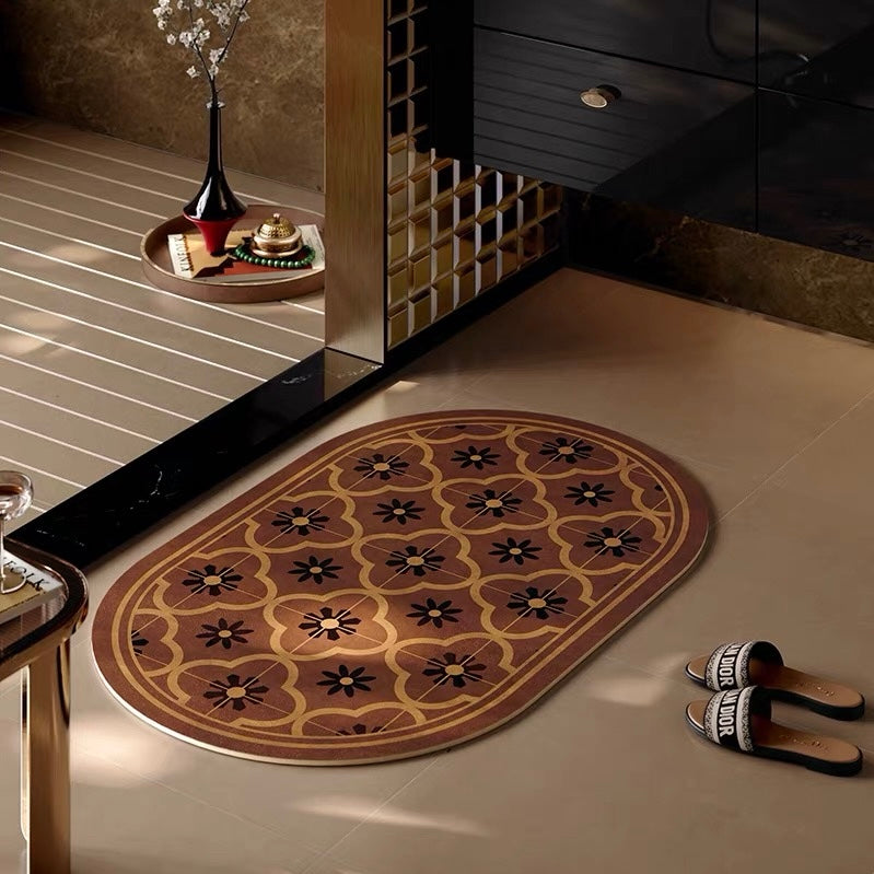 Terracotta Floral Tile bath mat (3colors)