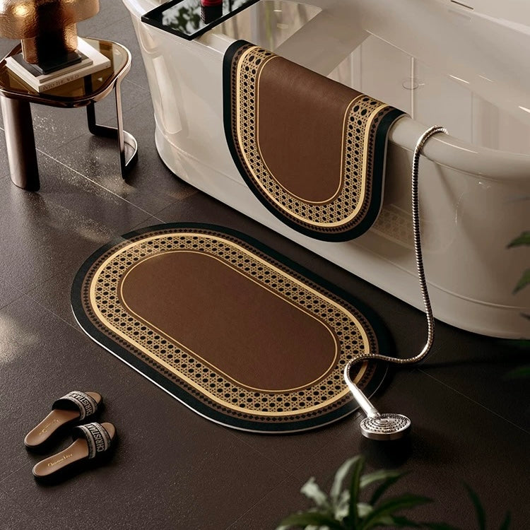 Espresso Rattan bath mat