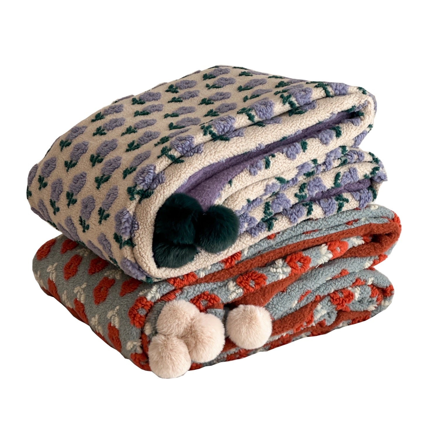 Pom Pom Floral Embossed blanket (2colors)