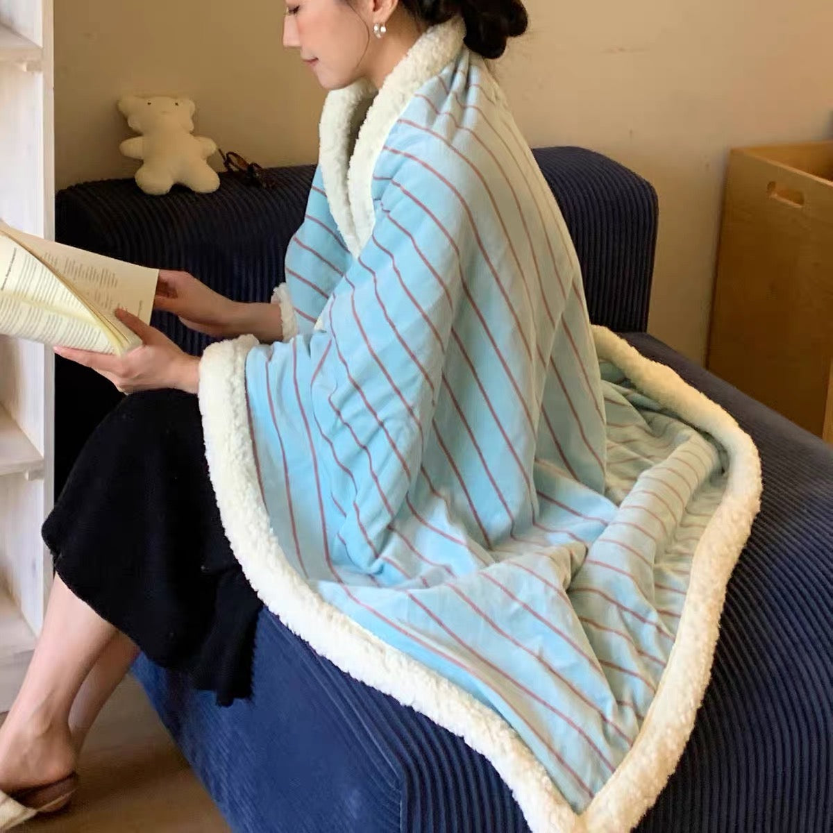 casual stripe fur blanket (5colors)