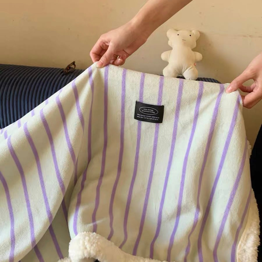 casual stripe fur blanket (5colors)