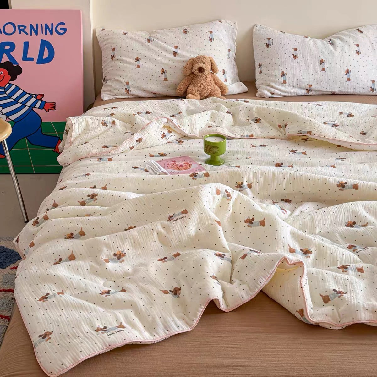 lovely quilt & pillow sheets set (4design)