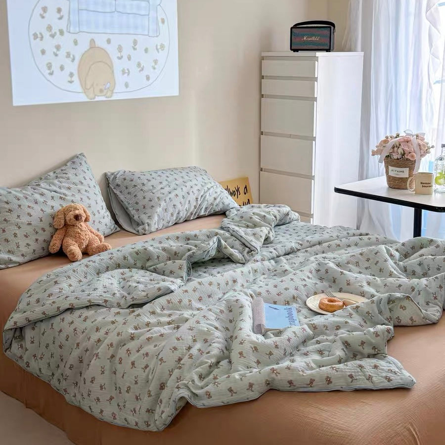 lovely quilt & pillow sheets set (4design)