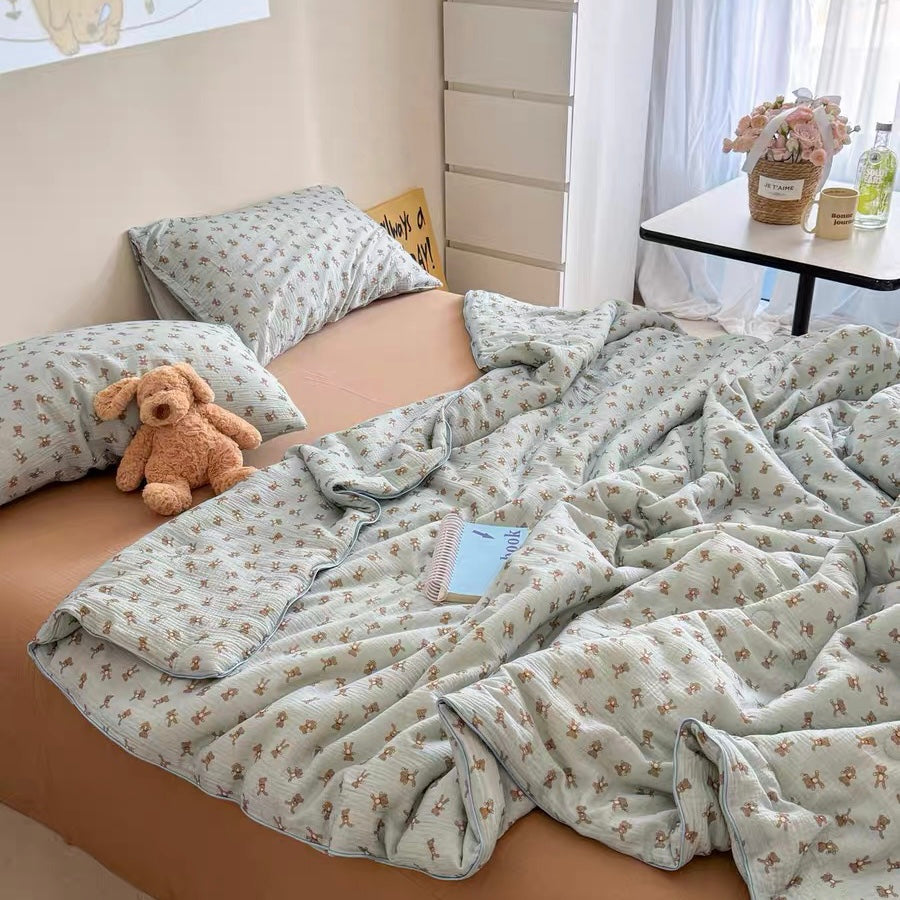 lovely quilt & pillow sheets set (4design)