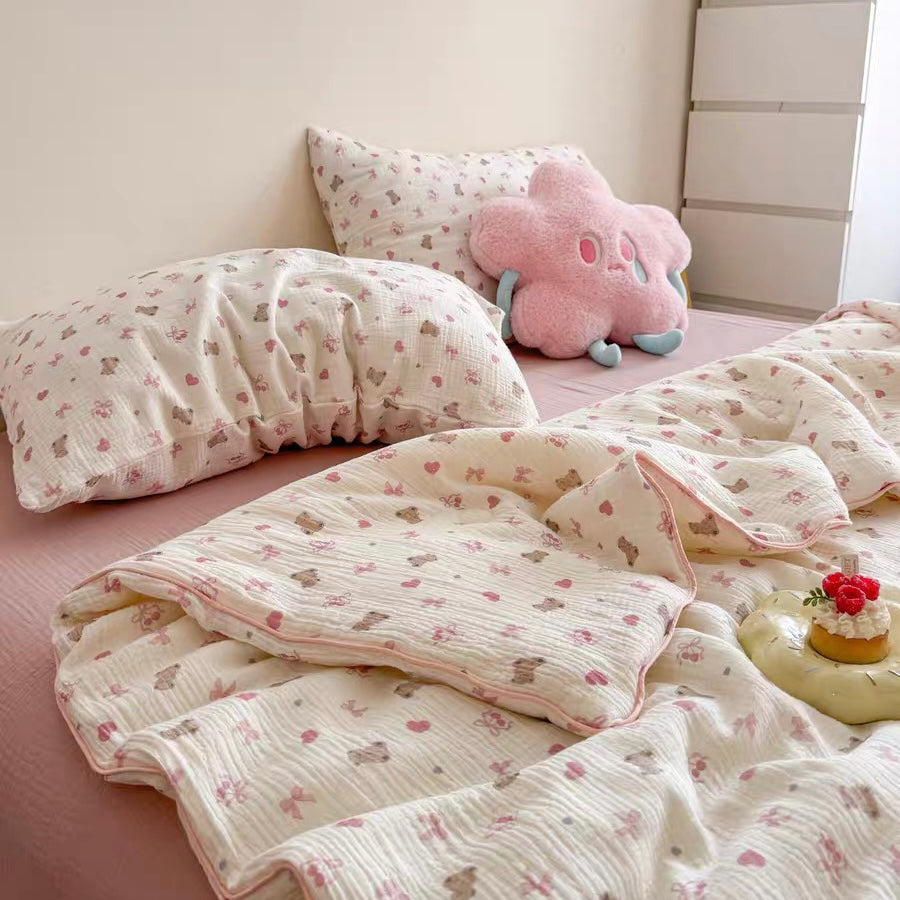lovely quilt & pillow sheets set (4design)