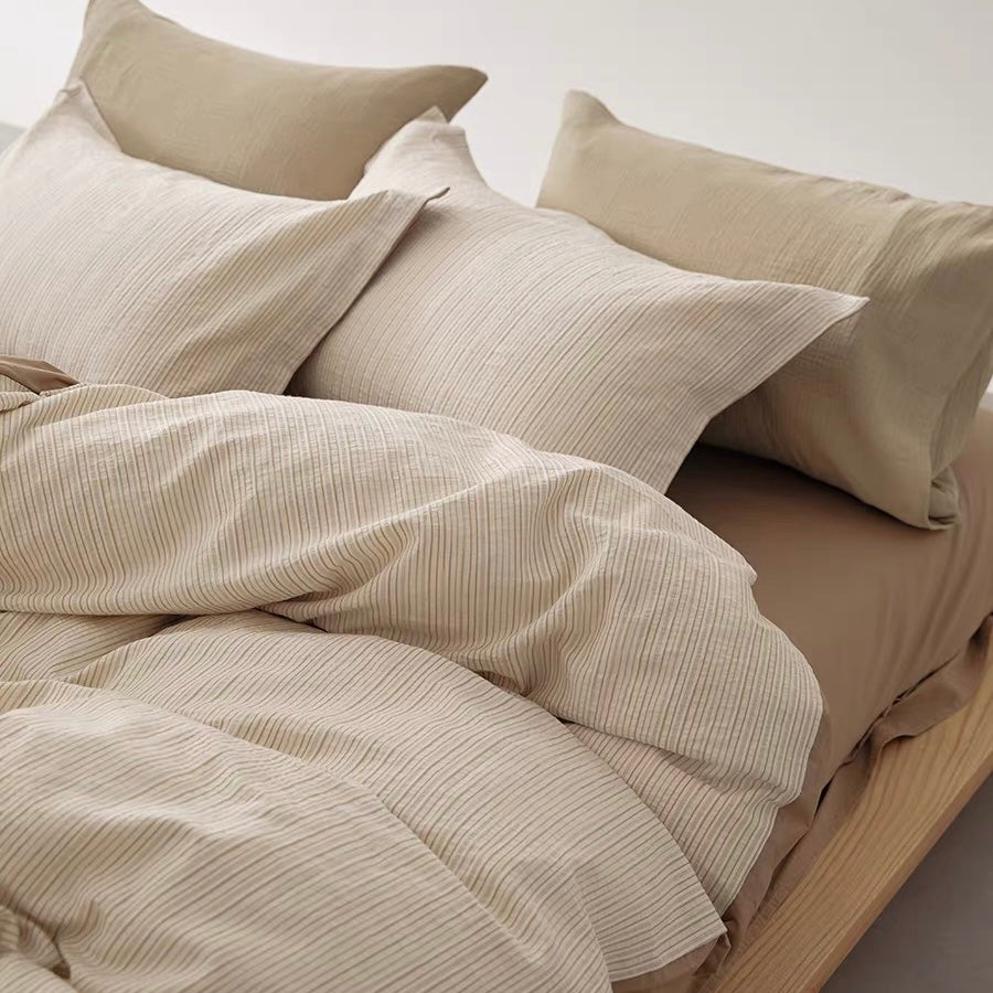 washed cotton stripe bedlinen set (3colors)