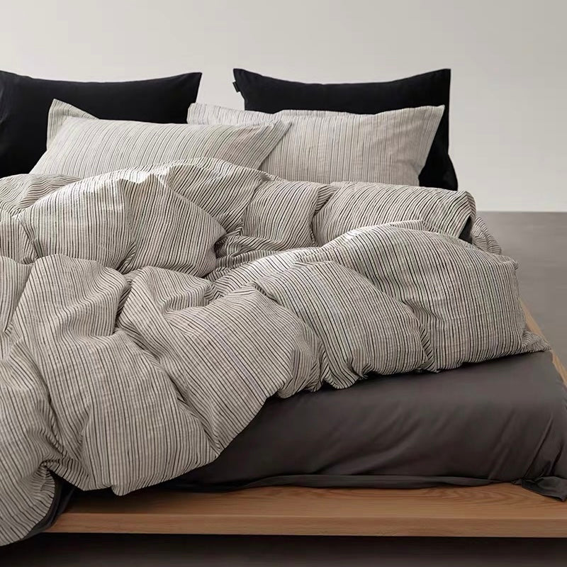 washed cotton stripe bedlinen set (3colors)