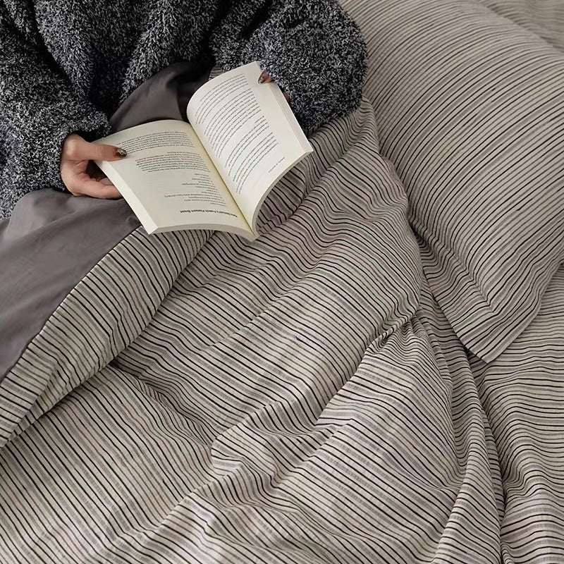 washed cotton stripe bedlinen set (3colors)