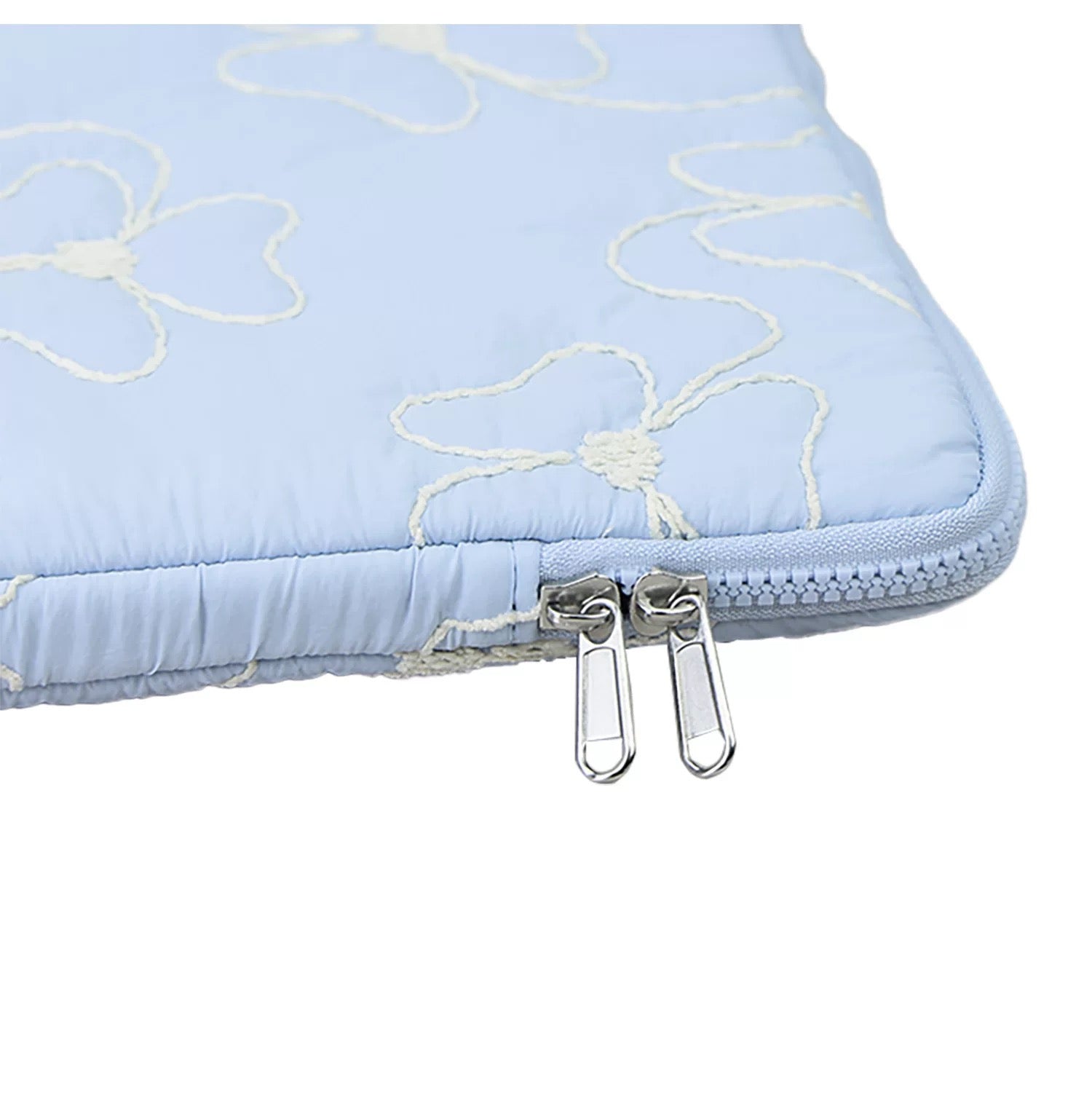 Puff Quilted Laptop with Floral Embroidery PC bag (5colors)