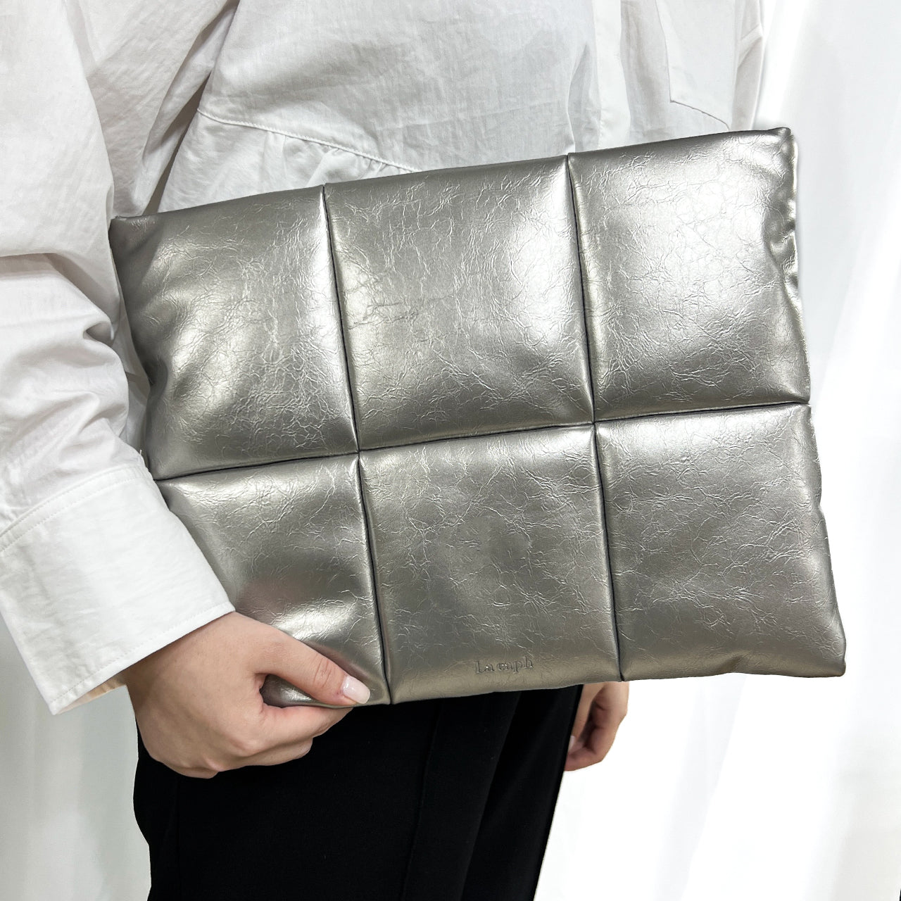 metallic silver PC Clutch