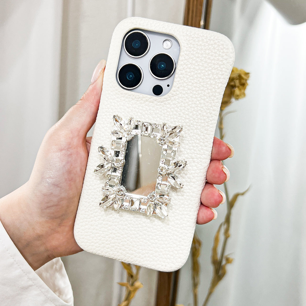 Jeweled Elegance Mirror & Grip iPhone Case