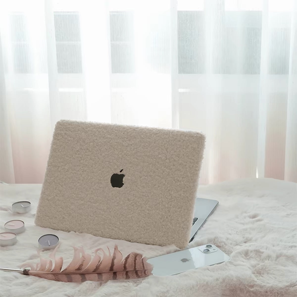Cream White Teddy MacBook Case
