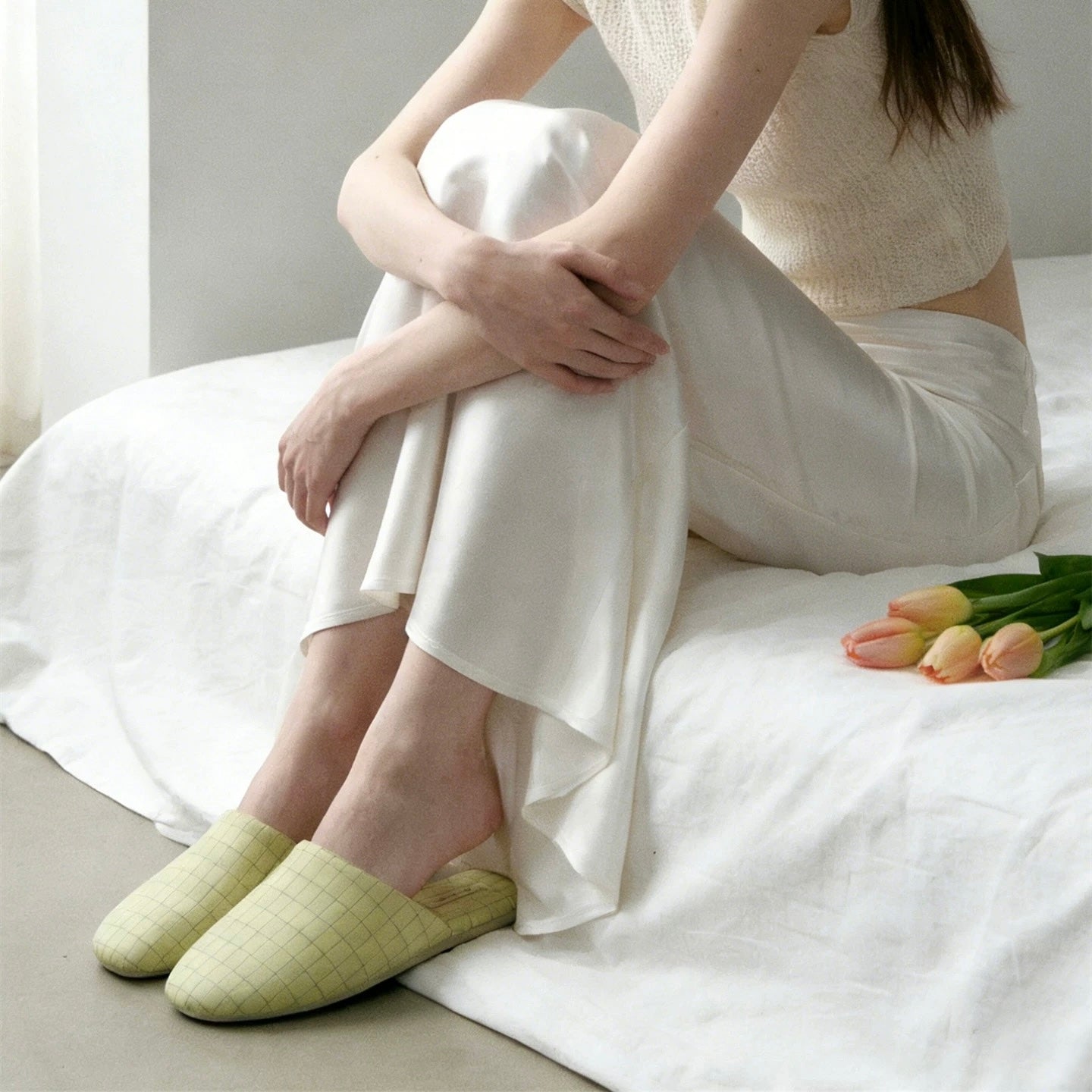 Grid Pattern Soft room shoes (4colors)