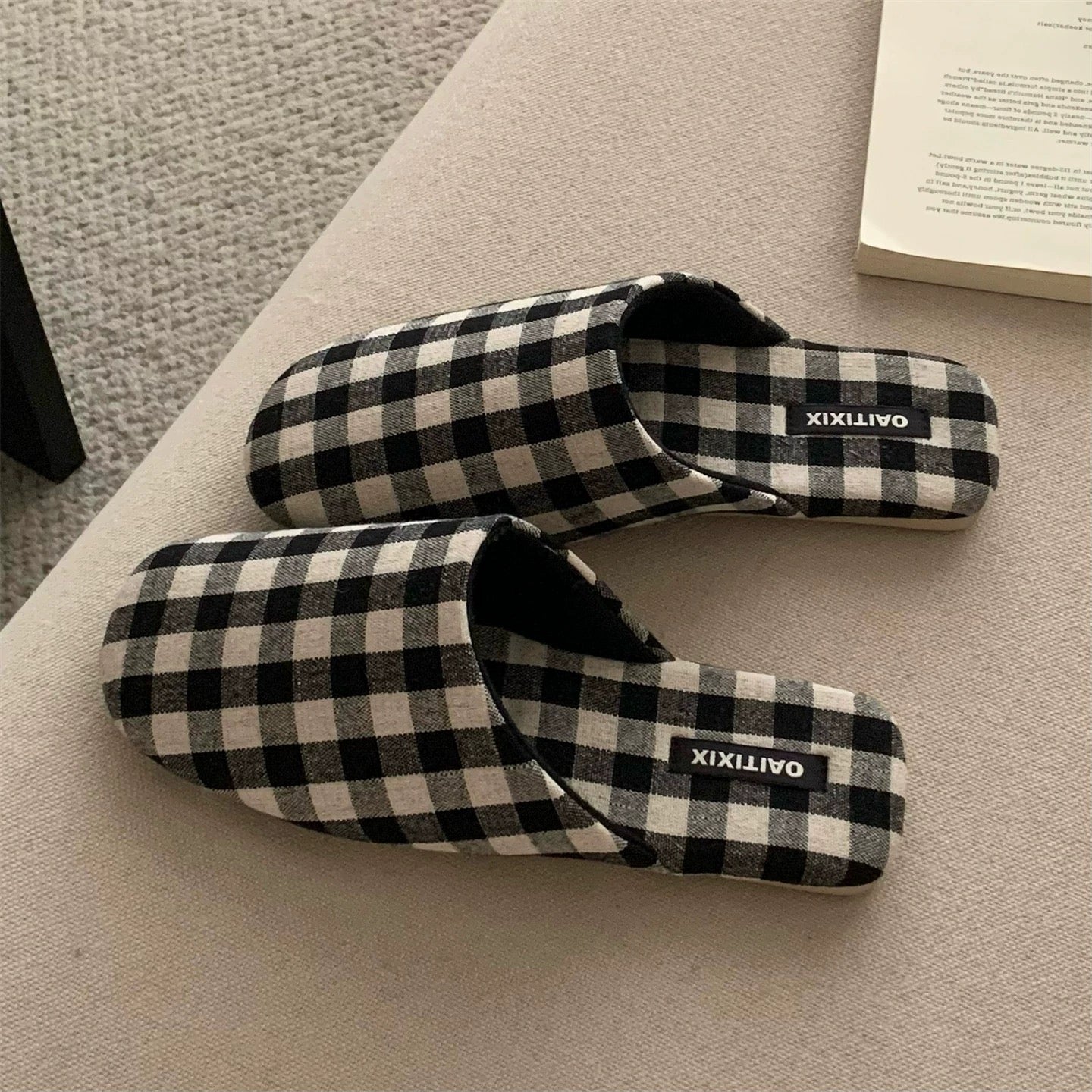 Grid Pattern Soft room shoes (4colors)