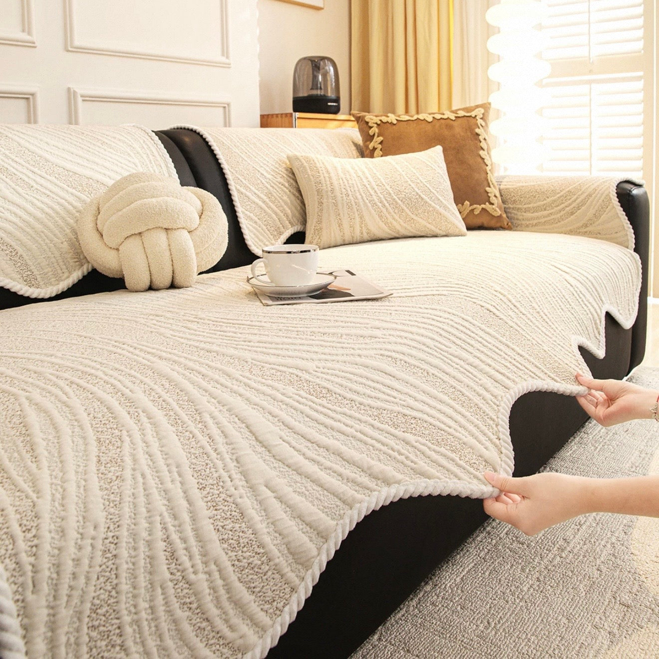 Creamy Wave Textured sofa cover (4colors)