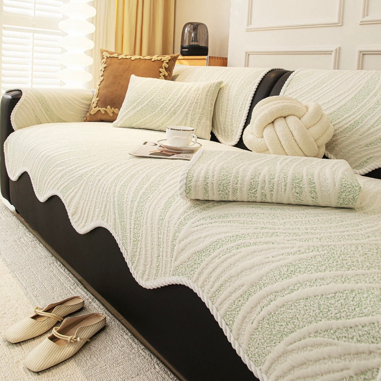 Creamy Wave Textured sofa cover (4colors)