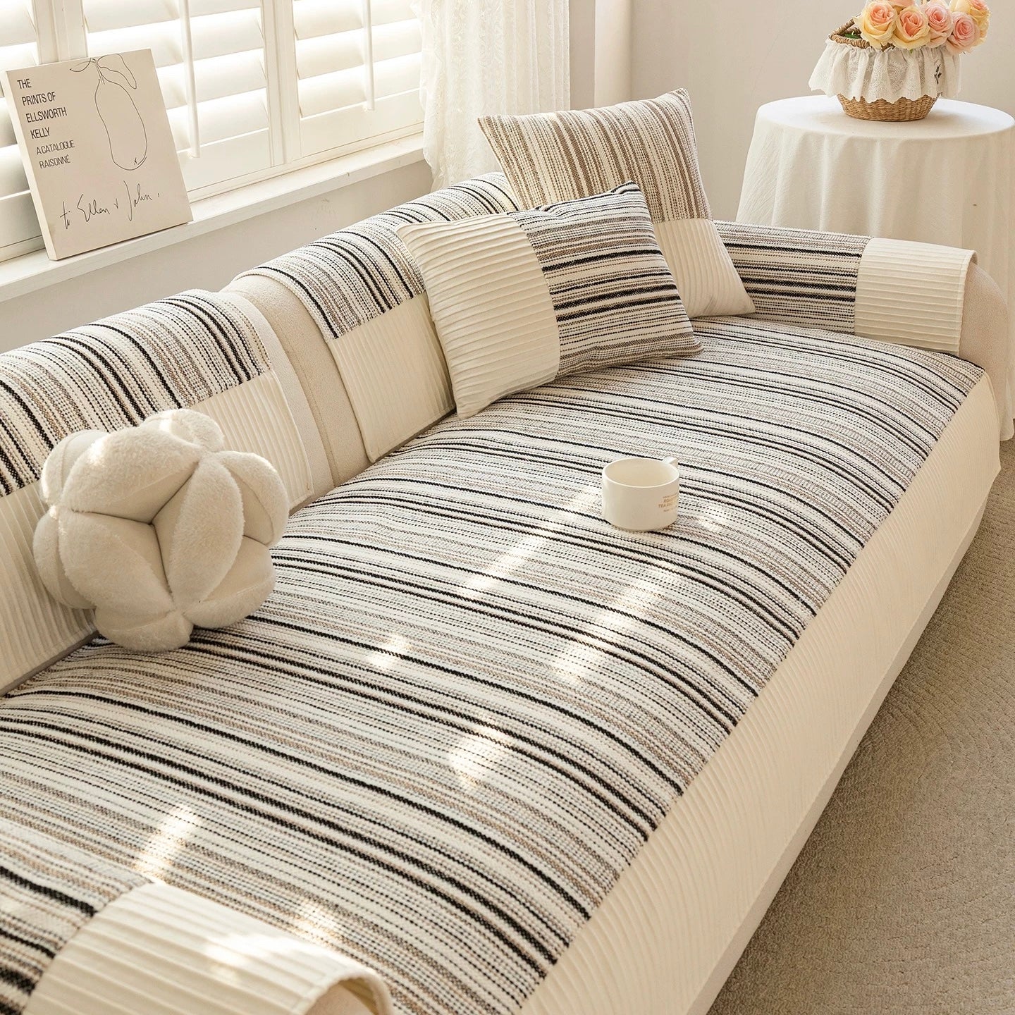 Natural Stripe Chenille cushion (4colors)