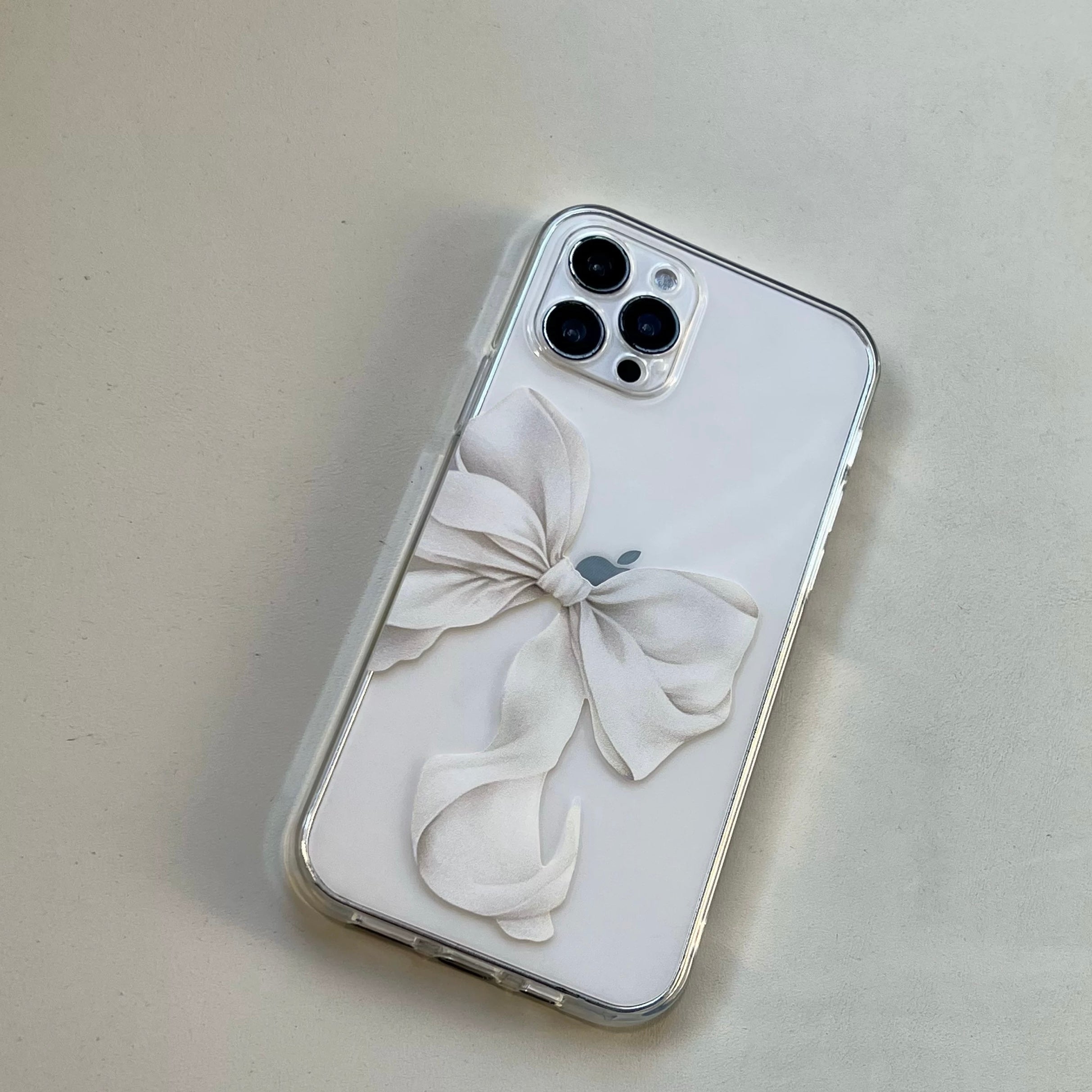 white ribbon clear iPhone case