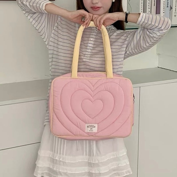 bicolor heart quilted PC bag (3colors)