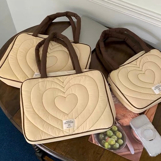 bicolor heart quilted PC bag (3colors)