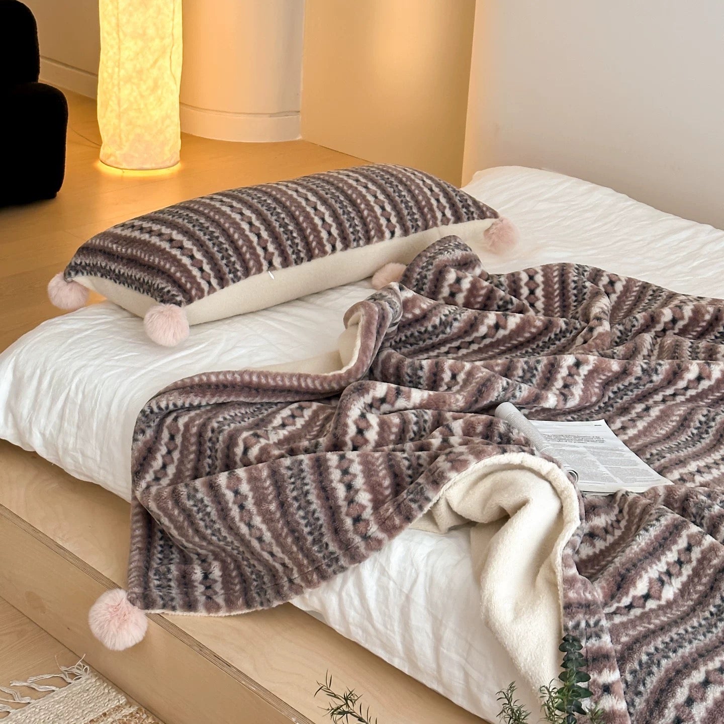 Winter Cabin Sherpa Fleece blanket (3colors)