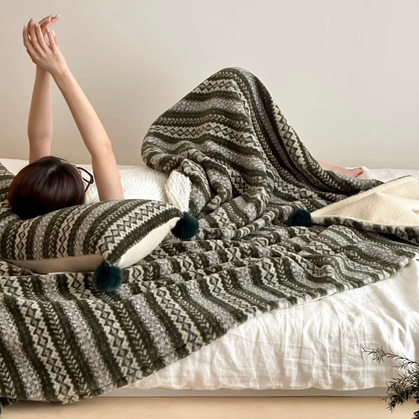Winter Cabin Sherpa Fleece blanket (3colors)