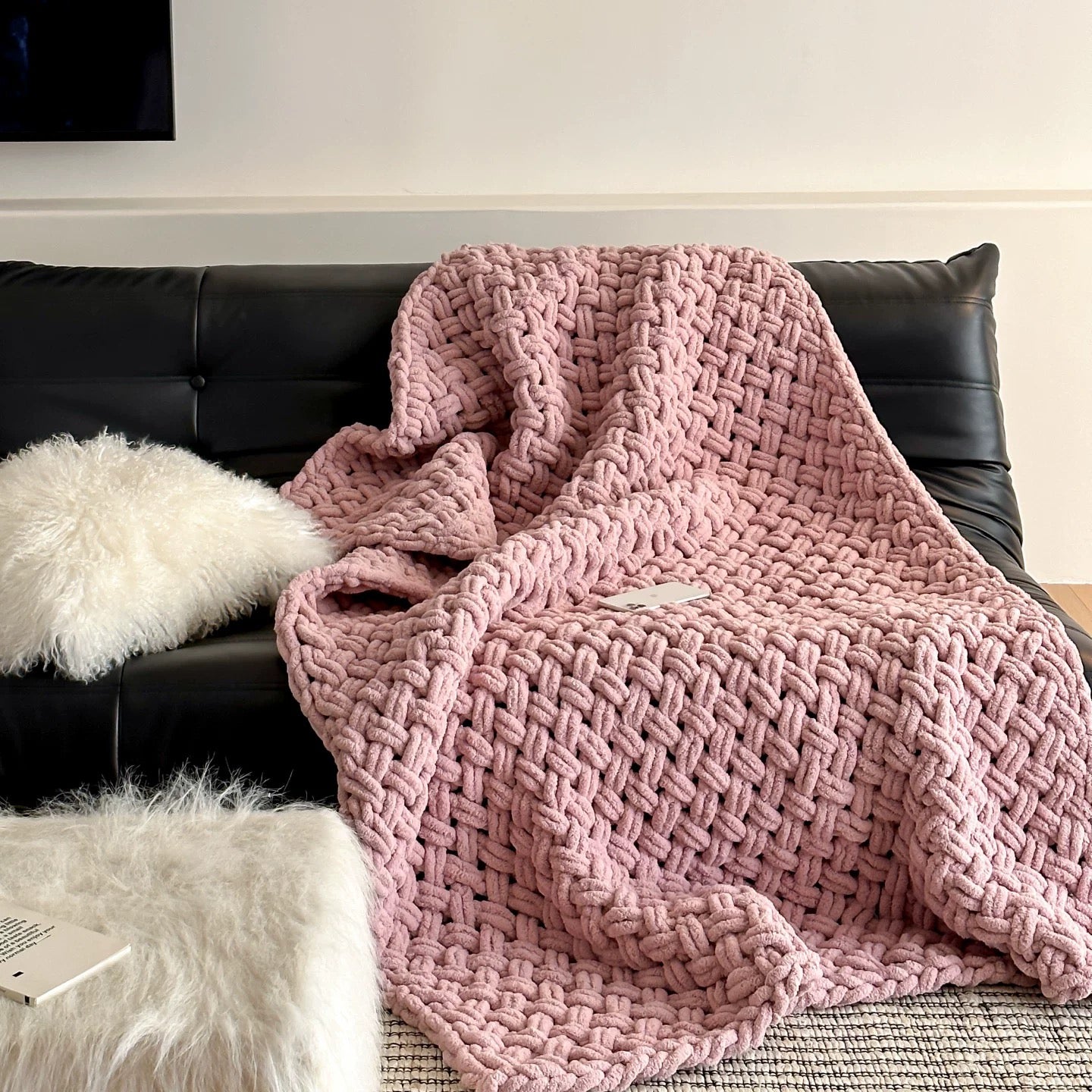 Hand-Woven Chunky Blanket  (5colors)